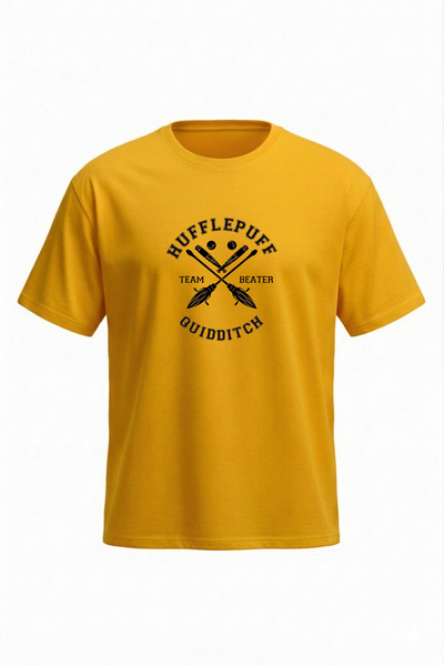 DASH WEAR Cedric Diggory Hufflepuff T-Shirt - Yellow Printed Oversize Crew Ne...