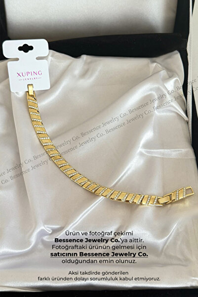 BESSENCE JEWELRY CO. Xuping VIP 14K Gold Çapraz Rhythm Zirkon Taşlı Çelik Bil...