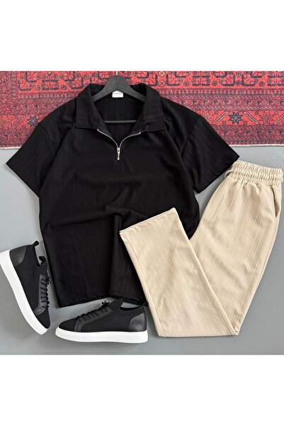 WENMİNG Men's Sahra Fabric T-Shirt Pants Bottom Top Set