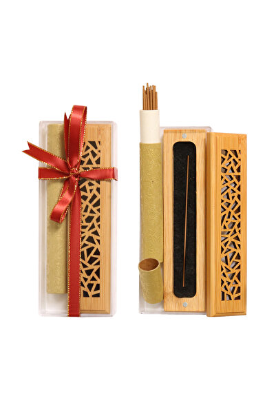 Bakhoor BoSidin صندوق هدايا لمبخرة البخور مع أعواد بخور بنية اللون بطول 10.5 سم