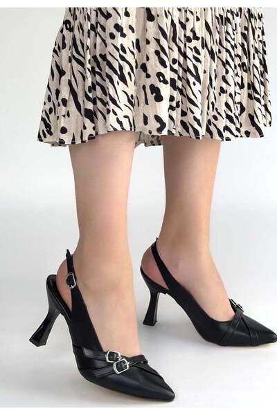 NESSİMO حذاء بكعب جلدي أسود N267811