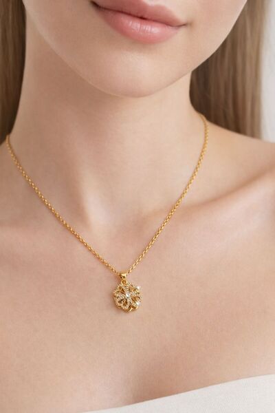 mirvia Zircon Stone Movable Tip Flower Necklace Women's Silver & Gold Color E...