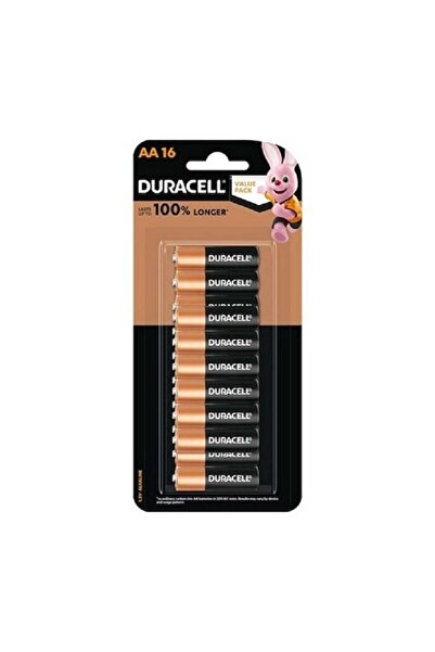Duracell بطاريات قلوية AA بقوة 1.5 فولت، 16 قطعة، 100% بلس باور مي