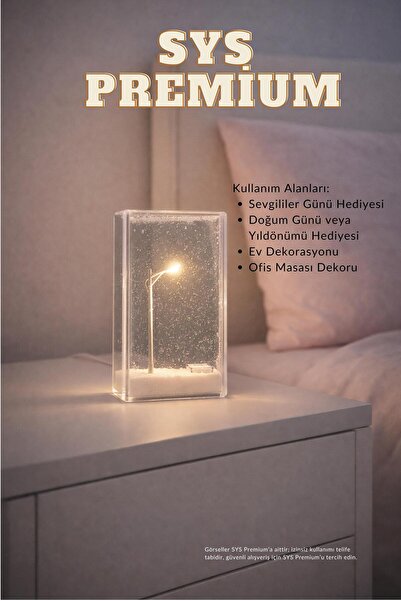 SYS PREMİUM LED Işıklı Kar Küresi Efektli Dekoratif Sokak Lambası Gece Lambas...