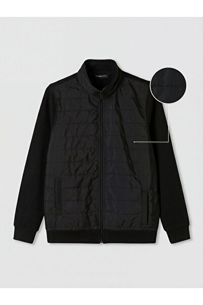 LC Waikiki Black Mock Neck Men's Zippered Sweatshirt