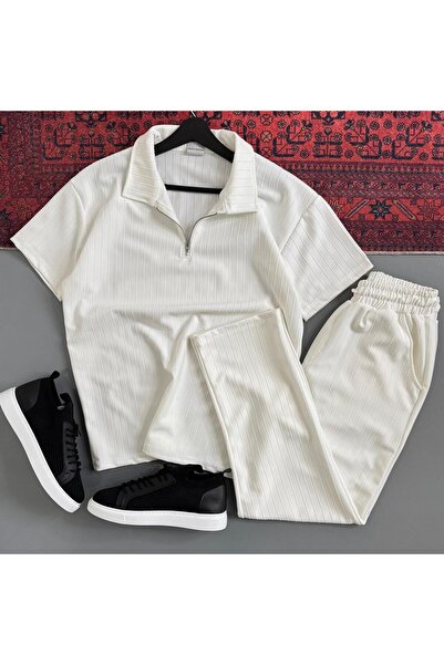 WENMİNG Men's Sahra Fabric T-Shirt Pants Bottom Top Set