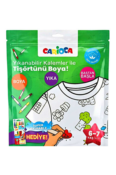 carioca Boyanabilir Tişört Yıkanabilir Kalem Hediyeli 6-7 Yaş