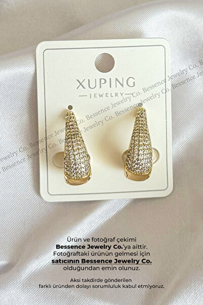 BESSENCE JEWELRY CO. Xuping 14K Gold VIP Damla Model Zirkon Taşlı Küpe