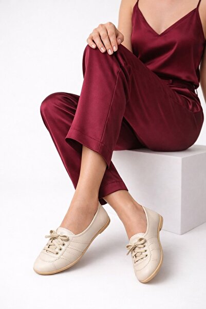 Slipcat Women's Sports Lace-Up Casual Comfortable Retro Striped Ballerina Shoes