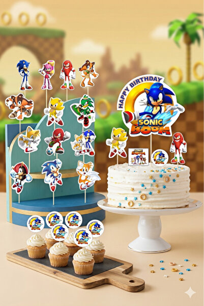 Generic Brand Sonic Boom Birthday Cake Decoration Toothpick Set