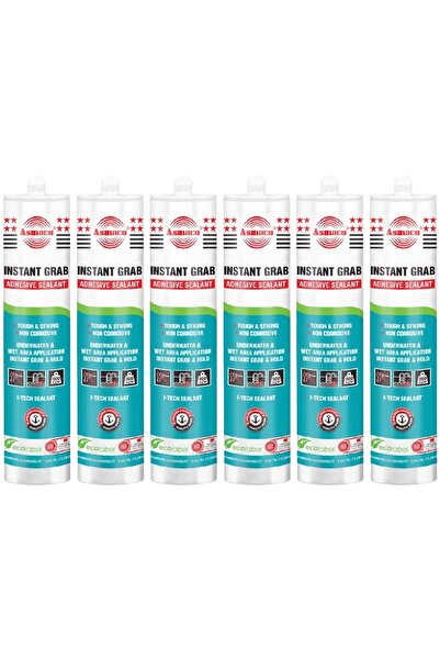Asmaco Instantgrab Adhesive Sealant - White - 280 Ml - Set of 06