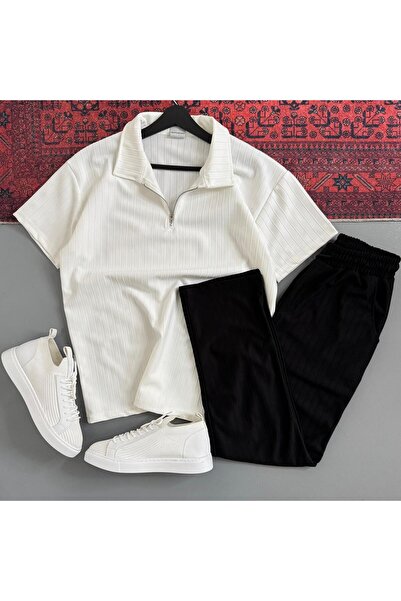 WENMİNG Men's Sahra Fabric T-Shirt Pants Bottom Top Set