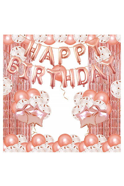 OEM Set of 75 pieces, birthday party decorations, foil, latex, rose