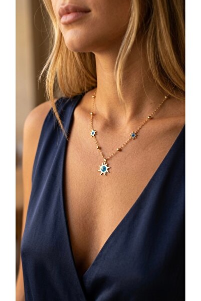 İNN JEWELLERY 316 L Steel Necklace, Anti-Tarnish, Anti-Allergic, with Sun Fig...