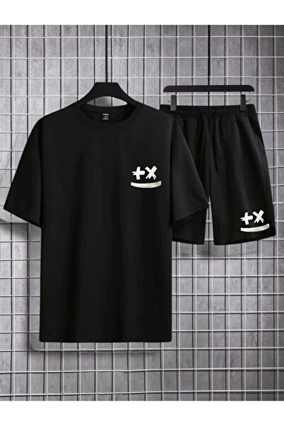 Eşofmancım Men's and Women's Summer Printed Top and Shorts Set