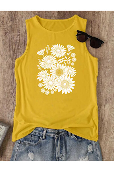 SUNFREE Tricou de vară pentru femei, din bumbac, fără mâneci, cu imprimeu WHI...