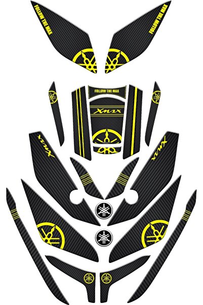 Yamaha Xmax 2023 2025 Karbon Sarı Full Tank Pad Set 21 Parça
