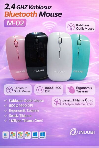 JNUOBI M-02 2.4GHz Kablosuz Mouse – Sessiz, Şık ve Ergonomik!