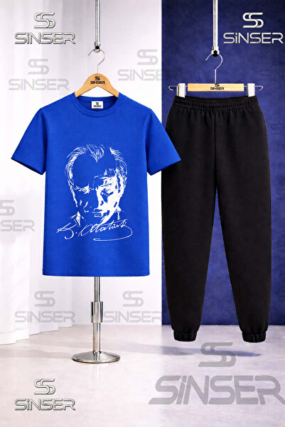 SS SİNSER Παιδικό σετ φόρμας με μπλουζάκι με στάμπα ATATURK SIGNATURE ΛΕΥΚΟ