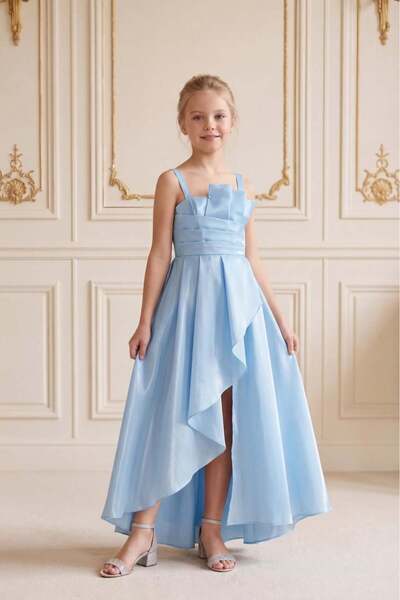 BUTİKHAPPYKİDS Rochie de seară pentru fete, albastru bebeluș, țesătură Flight...