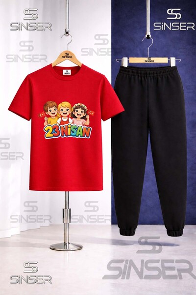 SS SİNSER Παιδικό Σετ Φόρμας με Τυπωμένο Μπλουζάκι 23 ΑΠΡΙΛΙΟΥ 3LU COCUK
