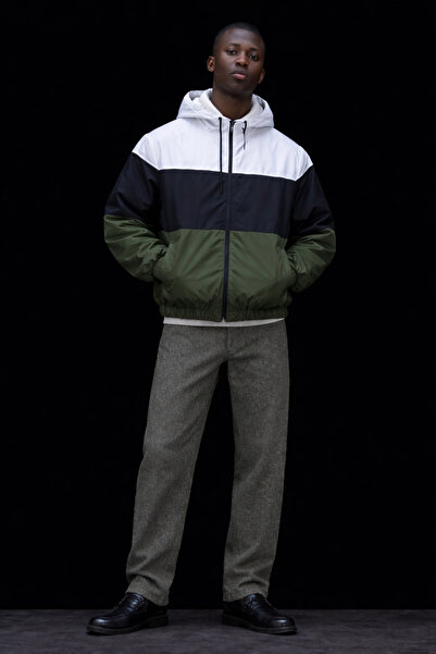 DAMGA JEANS Men's Patterned Casual Black Raincoat & Windbreaker