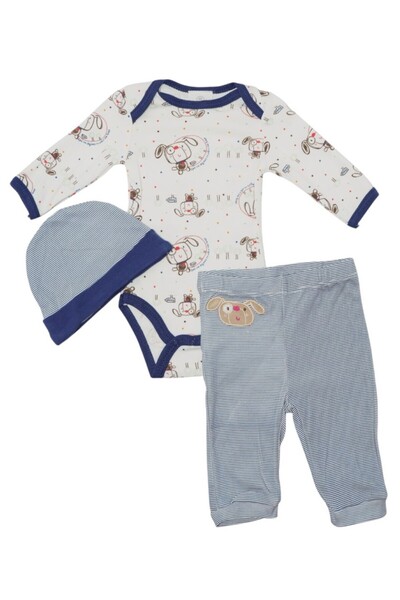 Bambimici -Bodysuit Long Sleeve & Pyjama with Hat Set & Bib Set - Multicolor