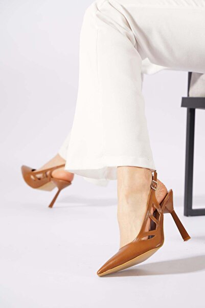 Moda Pie Derner Yan Pencere Laser Pantofi cu toc pentru femei Camel