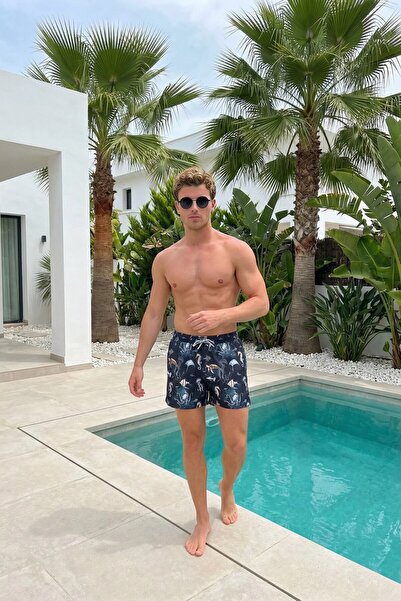 MADZEYMODA Μαύρο σορτς κολύμβησης με ελαστικά κορδόνια, ανδρικό σορτς παραλία...