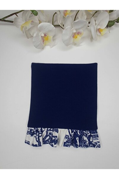 decofav Sax Toile Patterned Double-Sided Cocktail Napkin with Ruffle Detail, ...