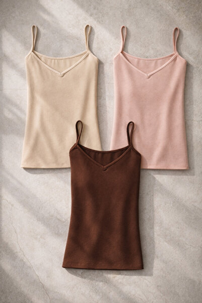 Demirsa Boutique Women's Modal Athlete 3-Piece Set with Rope Straps Slim Fit ...