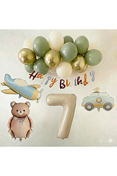 ÇITIPITISTORE Retro 1St Birthday Set; Airplane, Car, Teddy Bear and 20 Latex ...