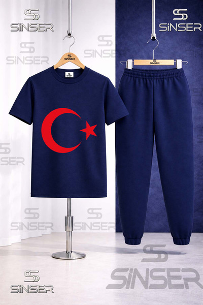 SS SİNSER Παιδικό σετ φόρμας με μπλουζάκι με στάμπα MOON STAR RED