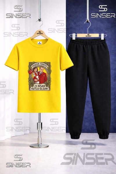 SS SİNSER Παιδικό σετ φόρμας με στάμπα ATA KIZ CERCEVE 23 ΑΠΡΙΛΙΟΥ