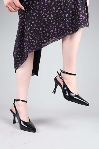 Birikon JAEN Παπούτσια με τακούνι και λουράκι στον αστράγαλο ΜΑΥΡΟ