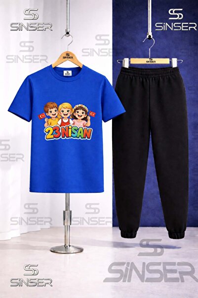 SS SİNSER Παιδικό Σετ Φόρμας με Τυπωμένο Μπλουζάκι 23 ΑΠΡΙΛΙΟΥ 3LU COCUK