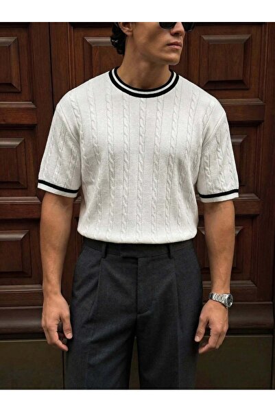 elkumoda Ανδρικό μπλουζάκι Oversize με λαιμόκοψη ποδηλάτου, 100% βαμβακερό, β...