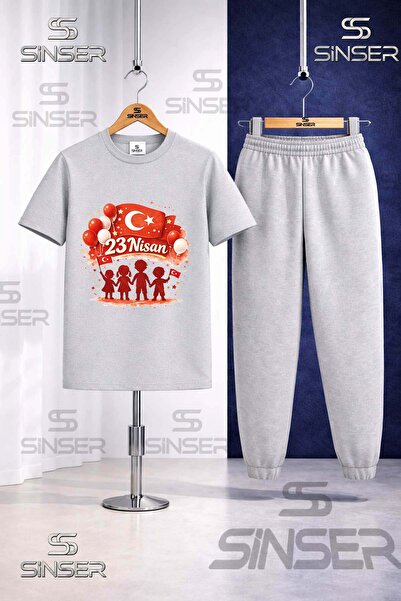SS SİNSER Παιδικό σετ φόρμας με στάμπα COCUKLAR GOLGE EL ELE 23 ΑΠΡΙΛΙΟΥ
