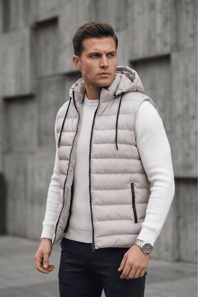 Oksit Чоловічий пуховий жилет Yelly Slim Fit з кишенями на блискавці - знімни...