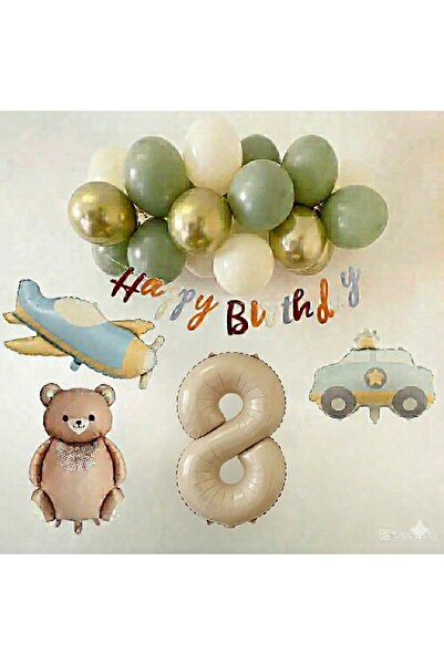 ÇITIPITISTORE Retro 1St Birthday Set; Airplane, Car, Teddy Bear and 20 Latex ...