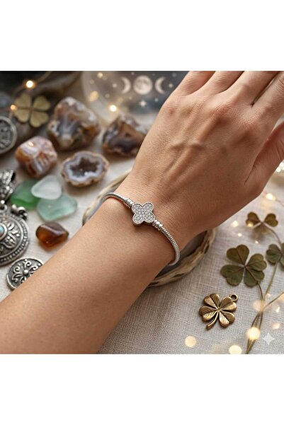 escoines koleksiyon Escoines Yonca Figured Stone Snake Chain Women's Jewelry ...