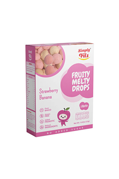 Simply Baby سيمبللي فيلز - حبات فواكه ذائبة بنكهة الفراولة والموز 12 جرام