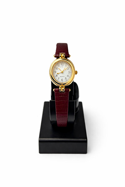 Toz Vintage Celvion Burgundy Leather Strap Gold Oval Case Elegant Women's Vin...