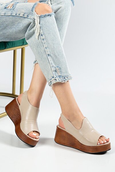 SUİNS SHOES Suins Luby Model with Elastic Back Wedge Heel Sandals