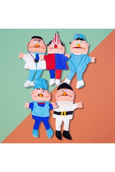 Generic Large Career Puppets with Movable Mouths – Soft Fabric Set of 5 for S...