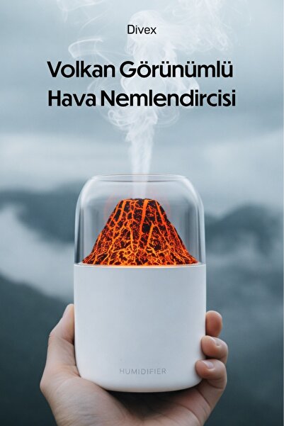 Divex Volkanik Alev Efektli Hava Nemlendirici ve Aroma Difüzörü - Lüks Volkan...