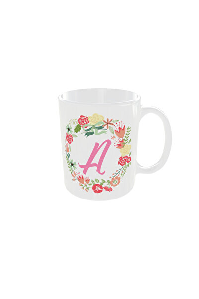 OEM Personalized floral letter A mug, 350ml – the ideal gift for any occasion