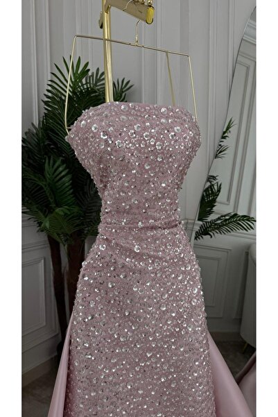 Asma Fashion Elegant Sequined Evening Gown with Eye-Catching Embroidery