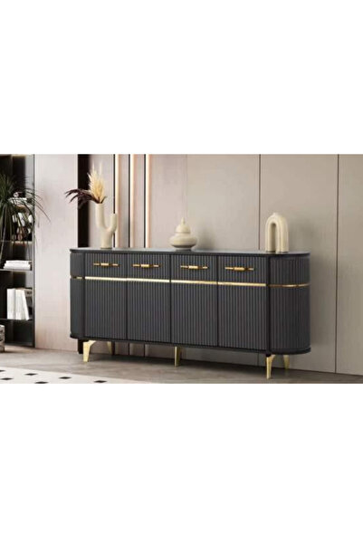 Savita Home Öykü Konsol Antrasit Gold Modern Tasarım Metal Detaylı Dekoratif ...