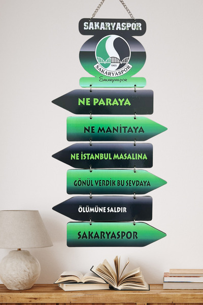 Empressco Sakaryaspor Temalı MDF Duvar Süsü 40x20 cm, Yeşil Beyaz Siyah Dekor